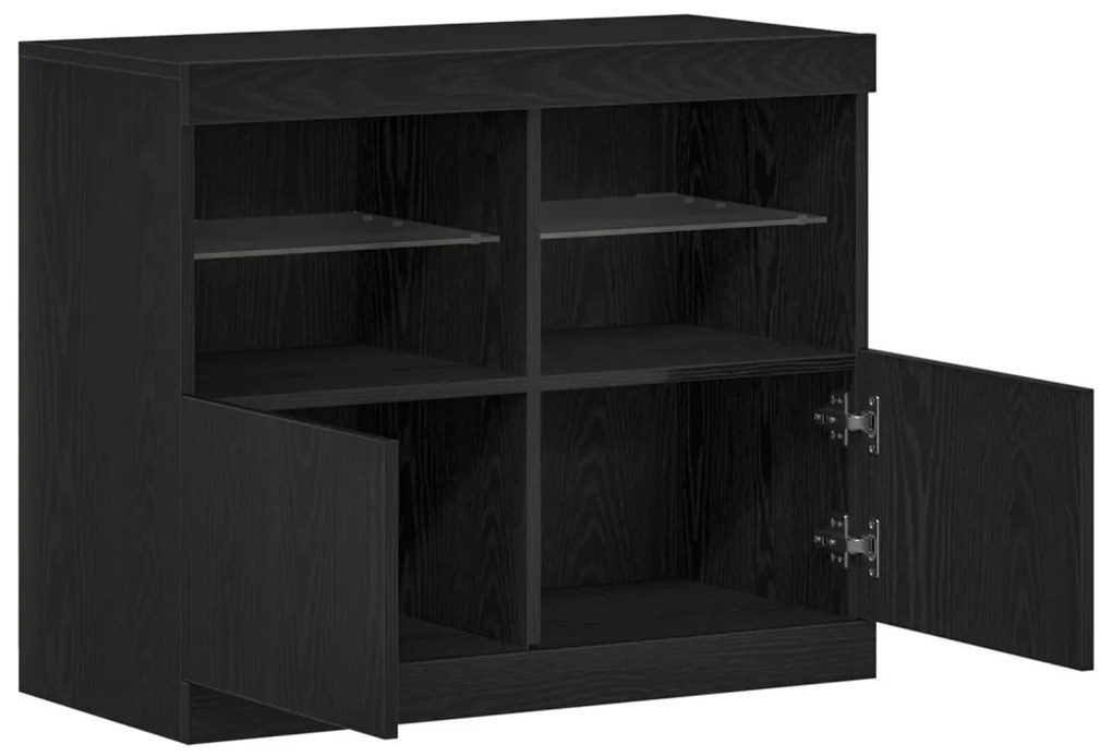 Oldalszekrény LED Műszaki Fekete tölgy 81x37x67 cm
