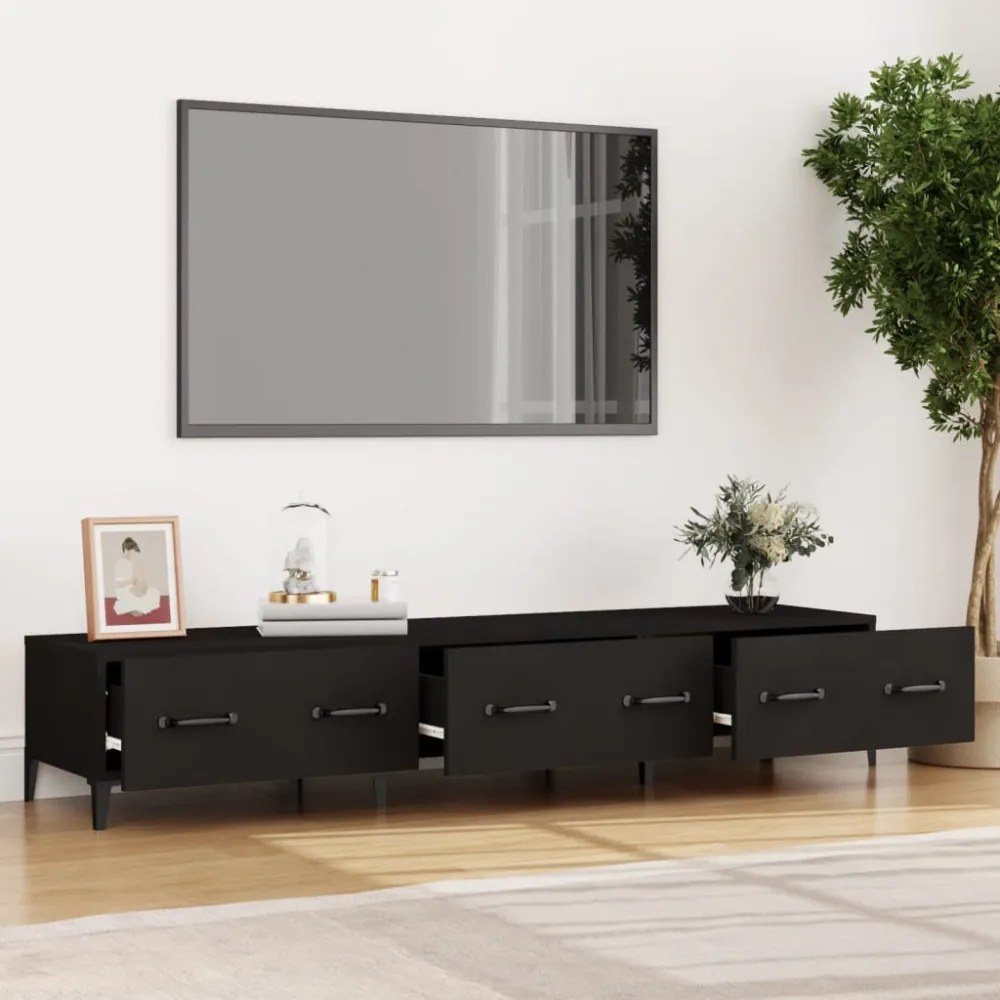 fekete szerelt fa TV-szekrény 150 x 34,5 x 30 cm