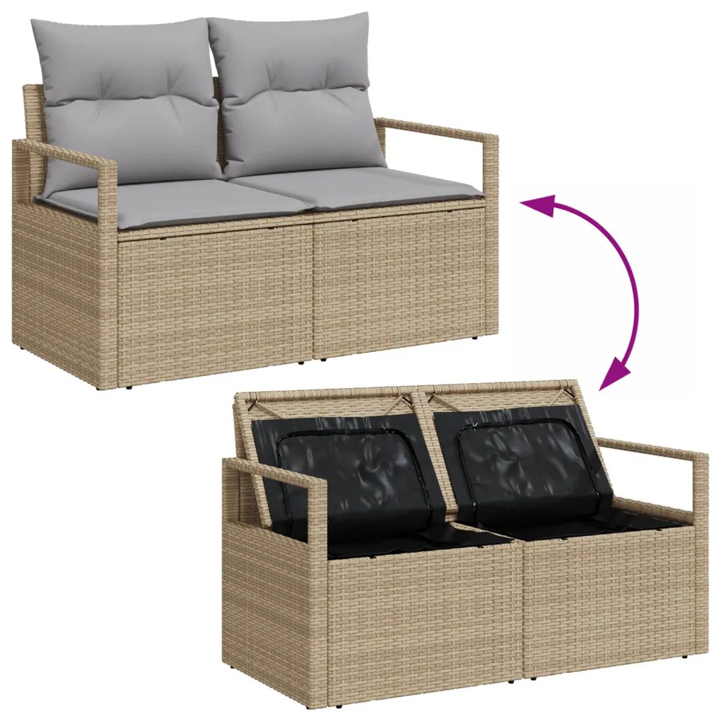 Kerti Kanapé Szett párnával 5 pcs Beige és Világosszürke