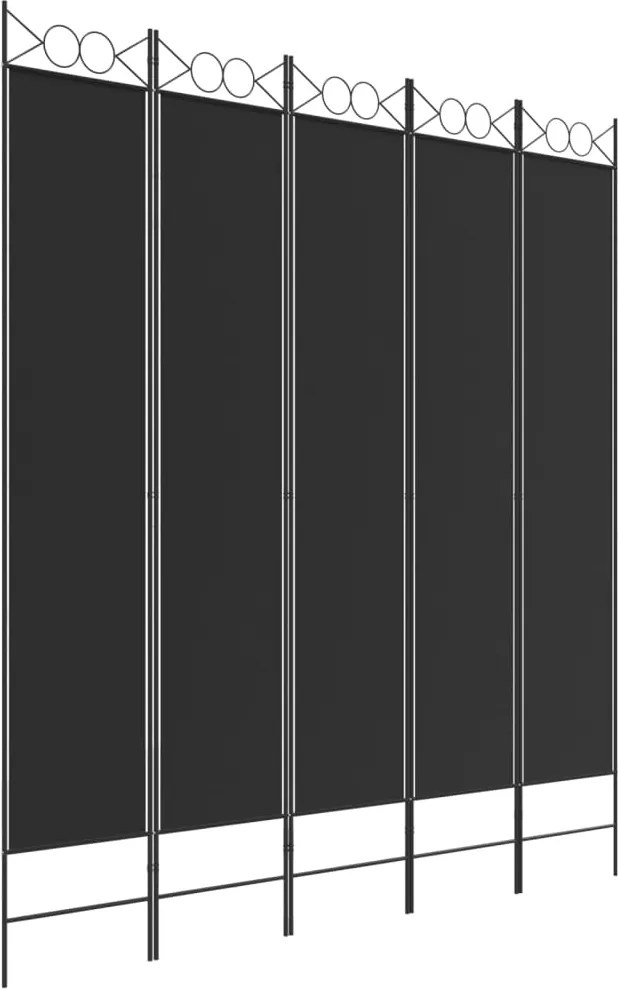 vidaXL 5 paneles fekete szövet térelválasztó 200x220 cm