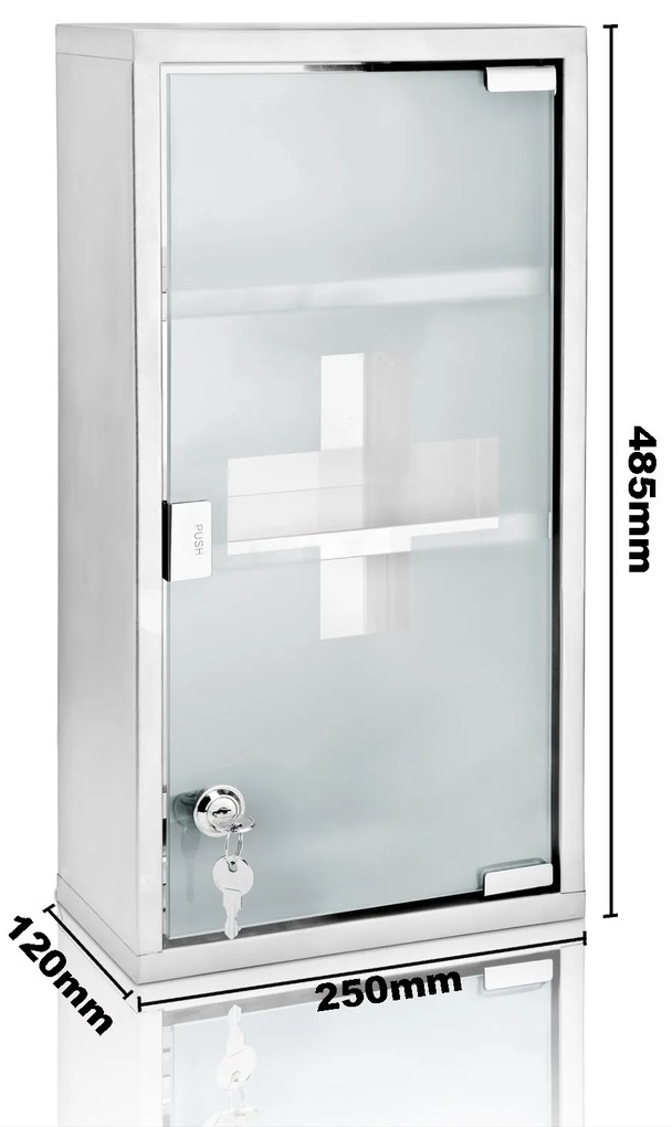 SAVE fali elsősegélydoboz, 25x12x48,5cm, ezüst Monzana