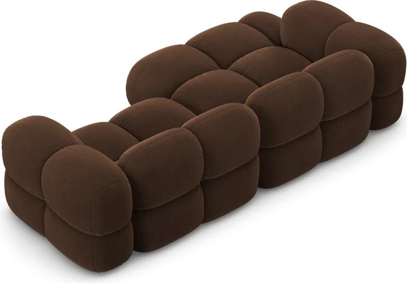 Sötétbarna bársony sarokkanapé (bal oldali-heverő résszel) Loretto – Cosmopolitan Design