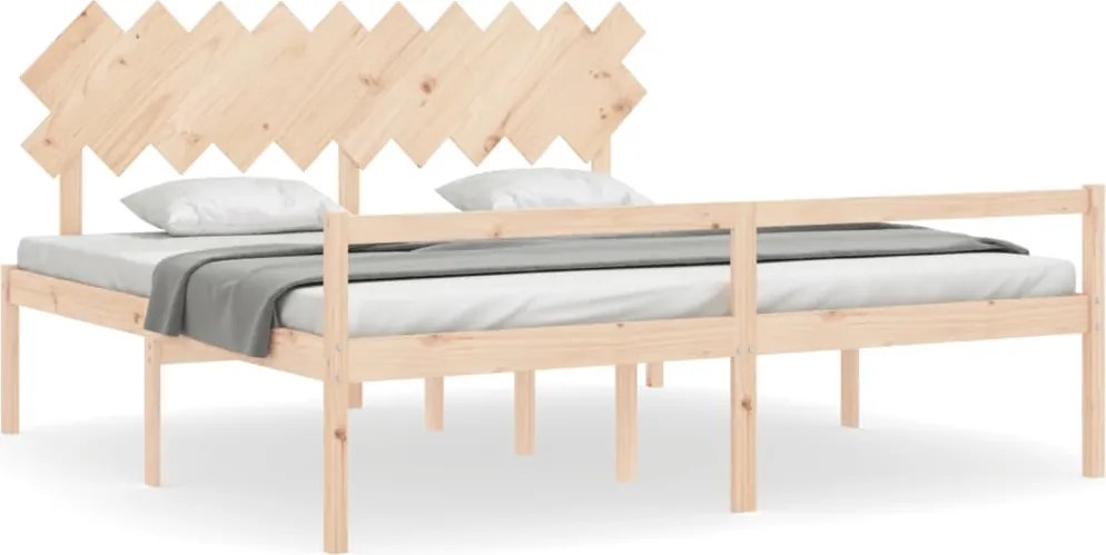 vidaXL tömör fa ágy időseknek fejtámlával 200x200 cm