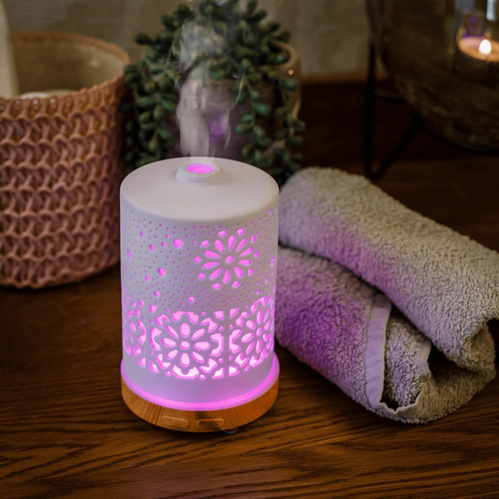 Aroma diffúzor/párásító, fehér/natúr, AMAYA