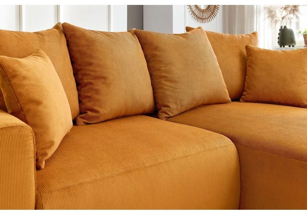 Okkersárga bársony sarokkanapé Enjoy – Bobochic Paris