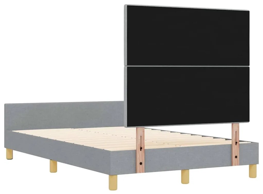 Ágykeret fejtámlával Világosszürke 120 x 200 cm szövet