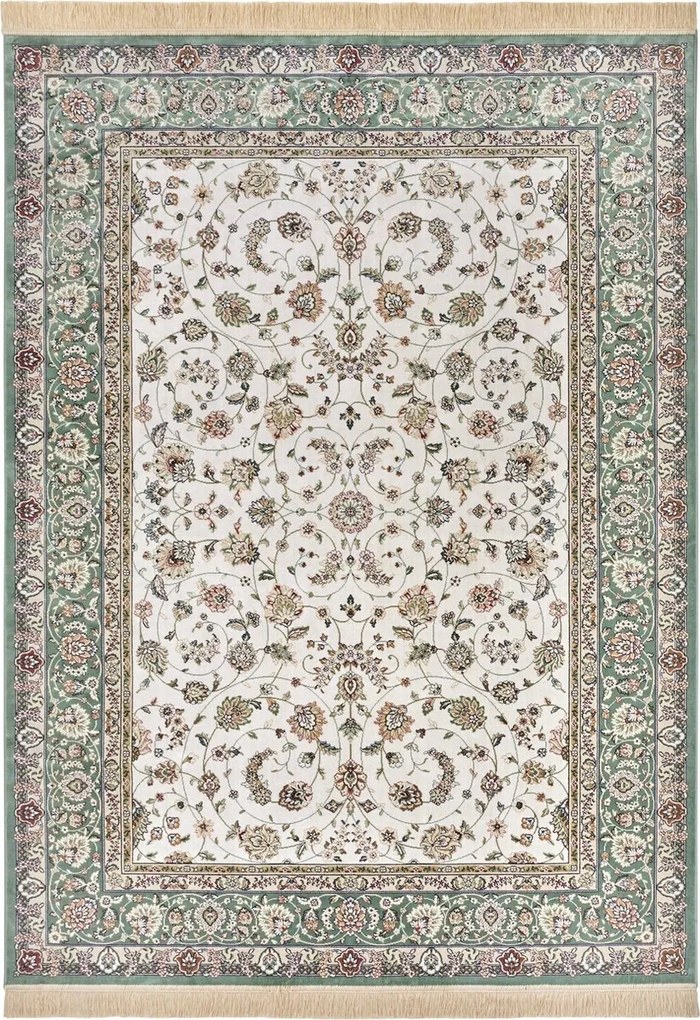 Szőnyeg 160x230 nappaliba,hagyományos klasszikus zöld-krém minta