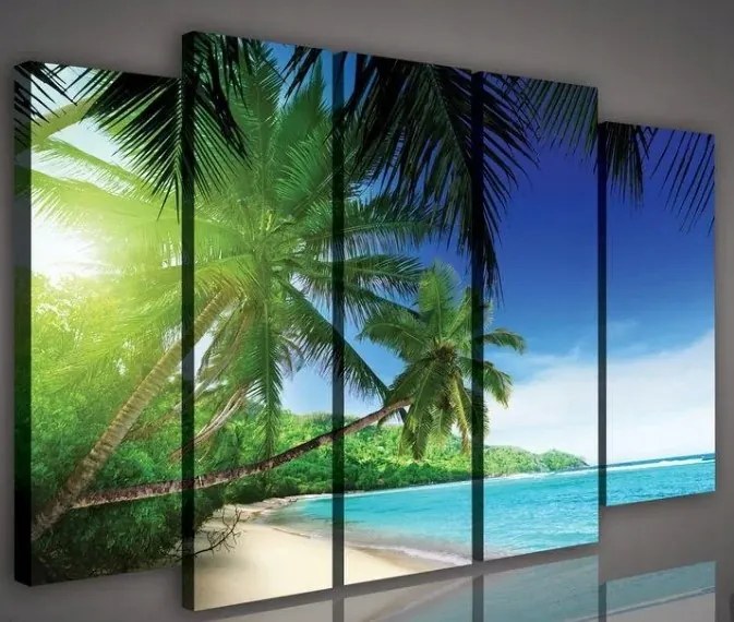Vászonkép 150x100 Paradicsomi sziget trópusok tengerpart óceán pálmafák nap pihenés