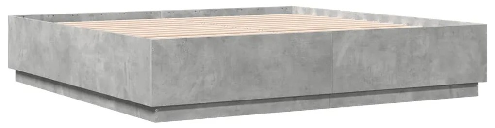 betonszürke szerelt fa ágykeret 200 x 200 cm