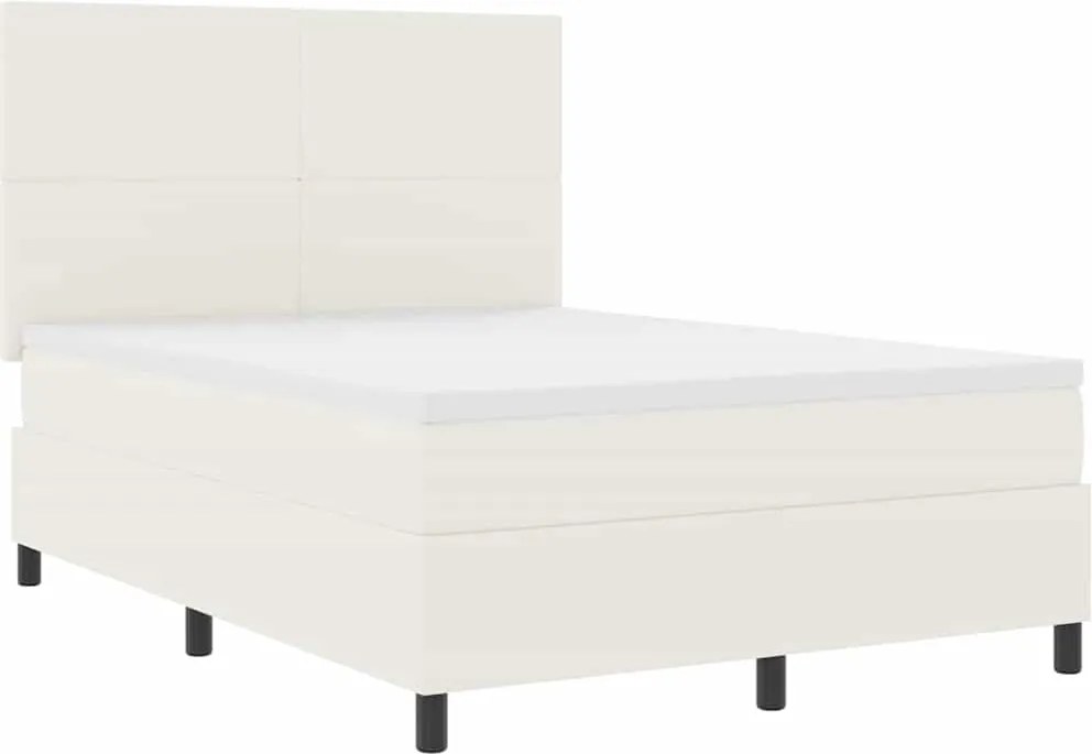 vidaXL Boxrugós ágy Krém és fehér 140 x 200 cm Bársonyos szövet