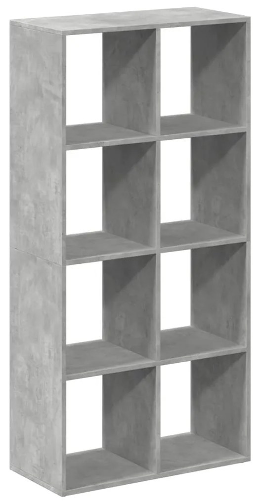 betonszürke szerelt fa elválasztó könyvespolc 69,5x29x137,5 cm
