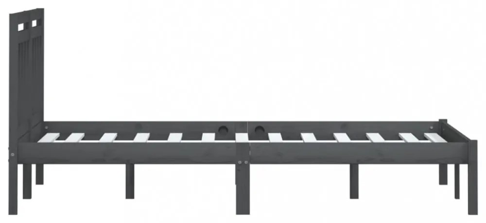 szürke tömör fenyőfa ágykeret 200 x 200 cm