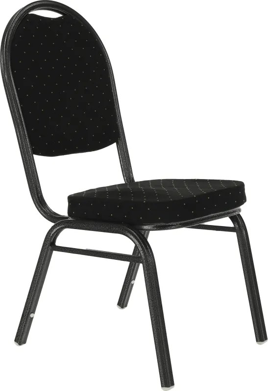 Szék, egymásba rakható, szövet fekete/szürke keret, JEFF 2 NEW