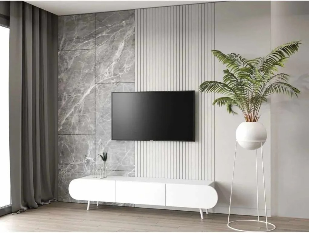 Regulus TV-állvány, fehér, 180 cm