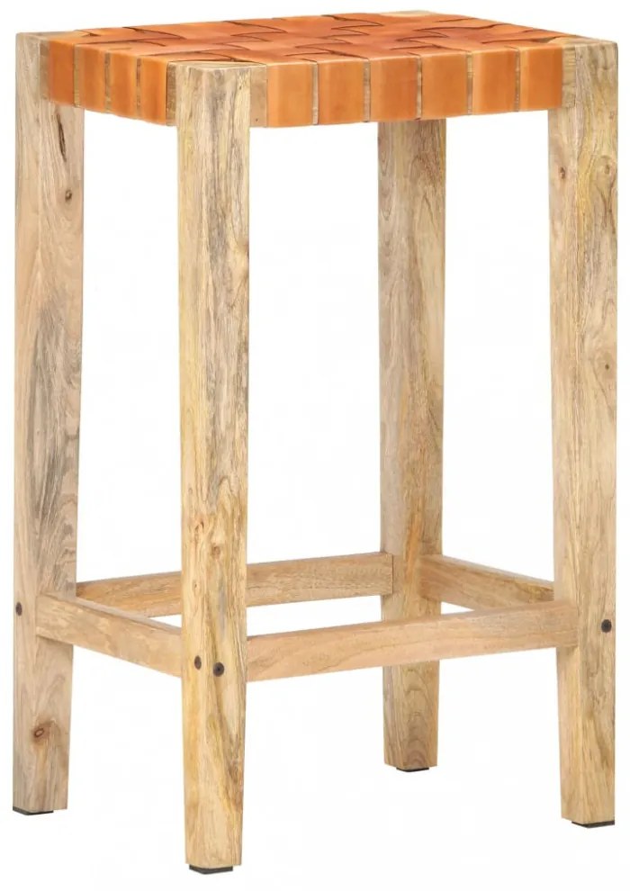 2 db barna valódi bőr bárszék 75 cm