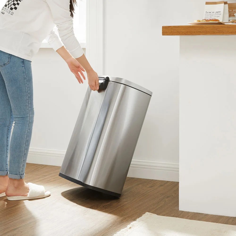 TIDY szemetes lassú záródással, 50 l, ezüst SongmicsHome