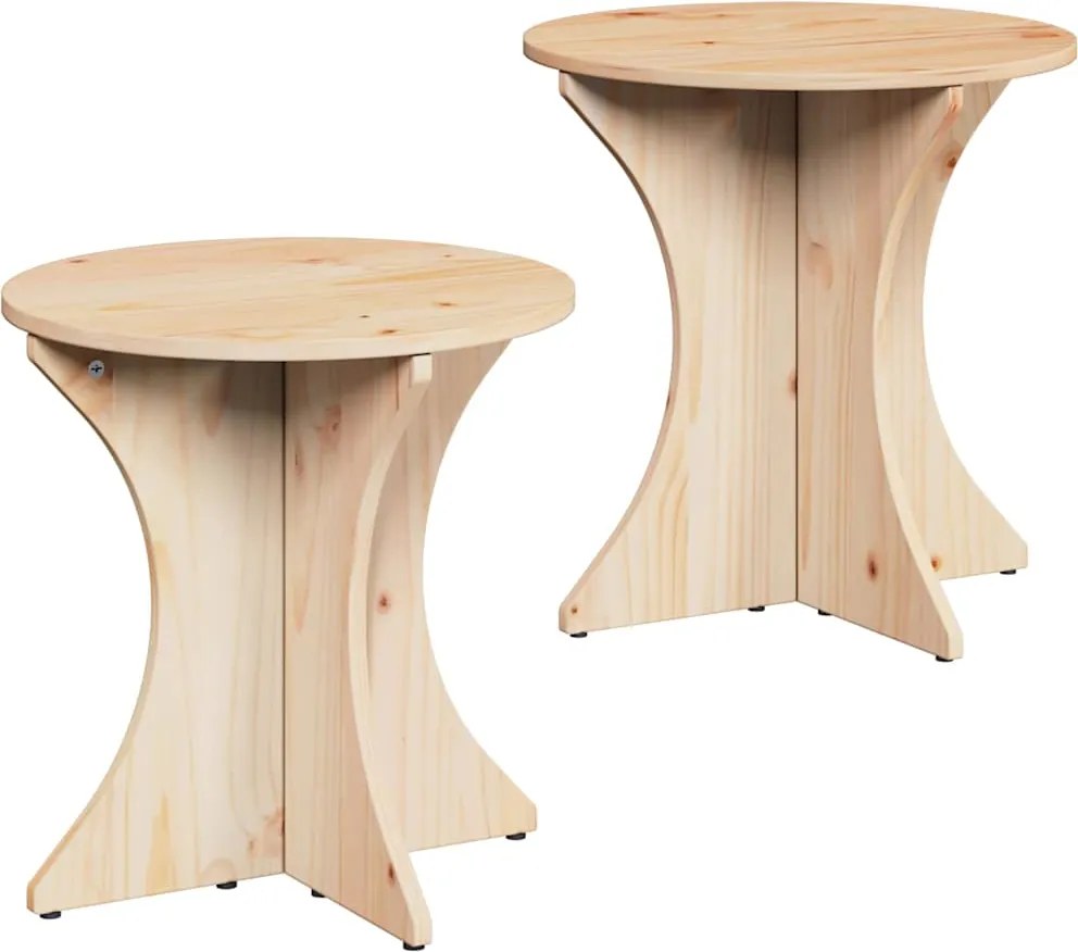 vidaXL Dohányzóasztal 2 pcs Természetes Tömör fenyőfa