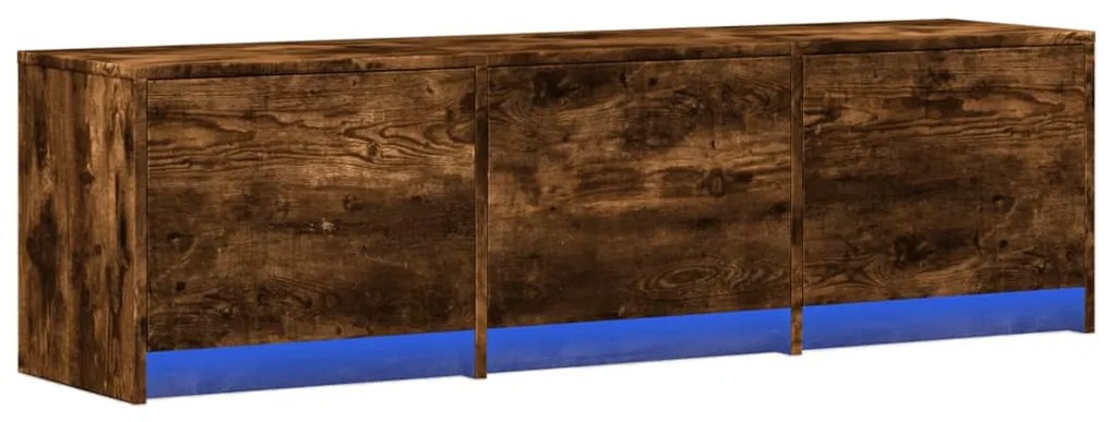 füstös tölgy színű szerelt fa LED-es TV-szekrény 140x34x40 cm