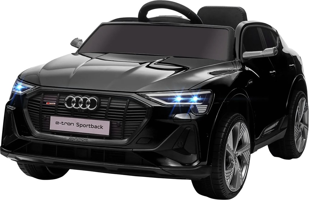 HOMCOM 12V Elektromos Gyerekautó Audi E-tron Távirányítóval, Biztonsági Övvel, Zenével (MP3/USB/TF), 3-5 Éves Gyerekeknek, 3-5 km/h, Fekete | Aosom