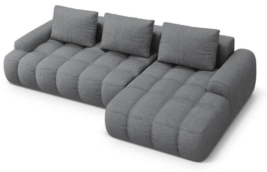 Szürke kinyitható-tárolóhelyes sarokkanapé (jobb oldali-heverő résszel) Linz – Cosmopolitan Design