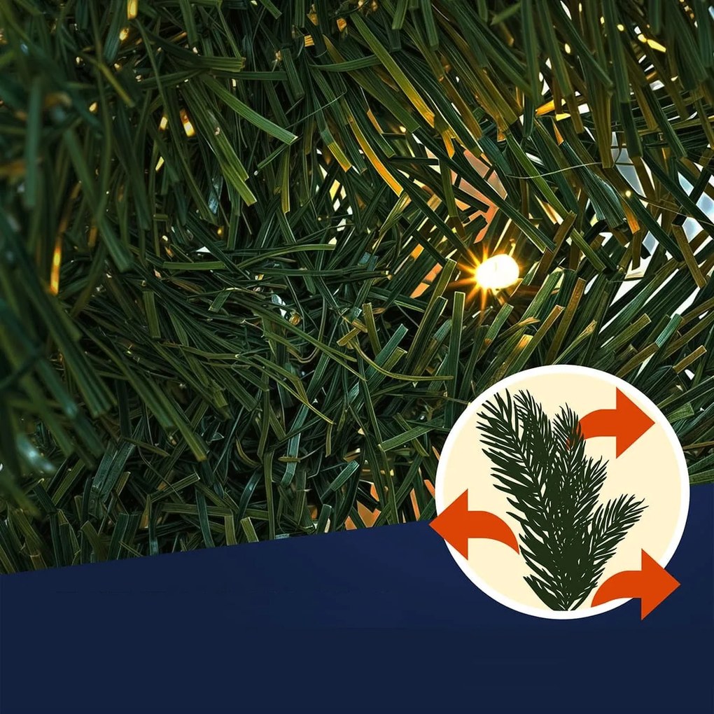 ANDREA karácsonyi fényfüzér világítással, díszített, 10m, zöld Casaria