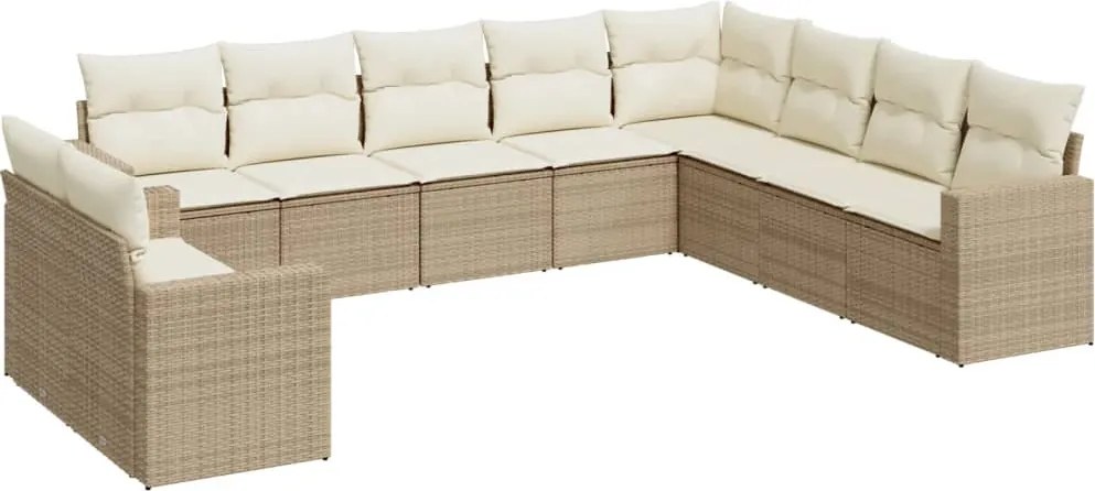 vidaXL 10 részes bézs polyrattan kerti ülőgarnitúra párnával