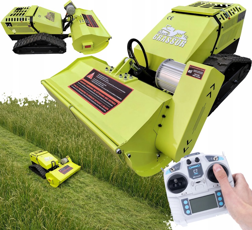 Mezőgazdasági Fűnyíró Habverő Hibrid Mulcsozó Lánctalpas Távirányító
