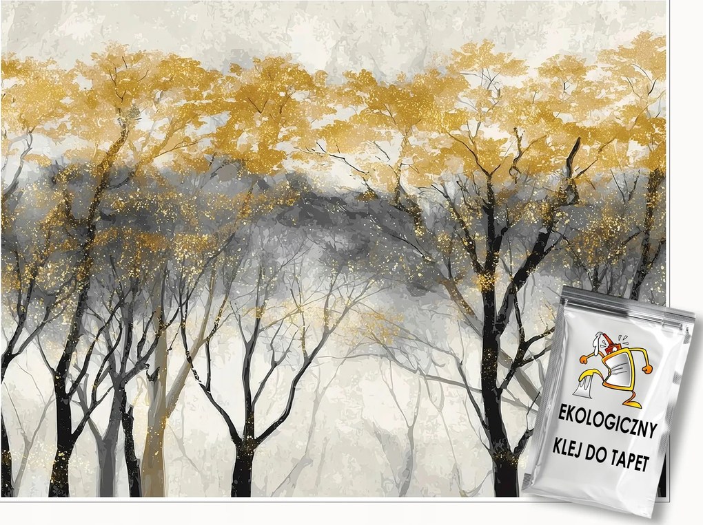 Fotótapéta Erdő Fák Beton Arany Hálószoba Nappali Tapéta Flizelina 350x250