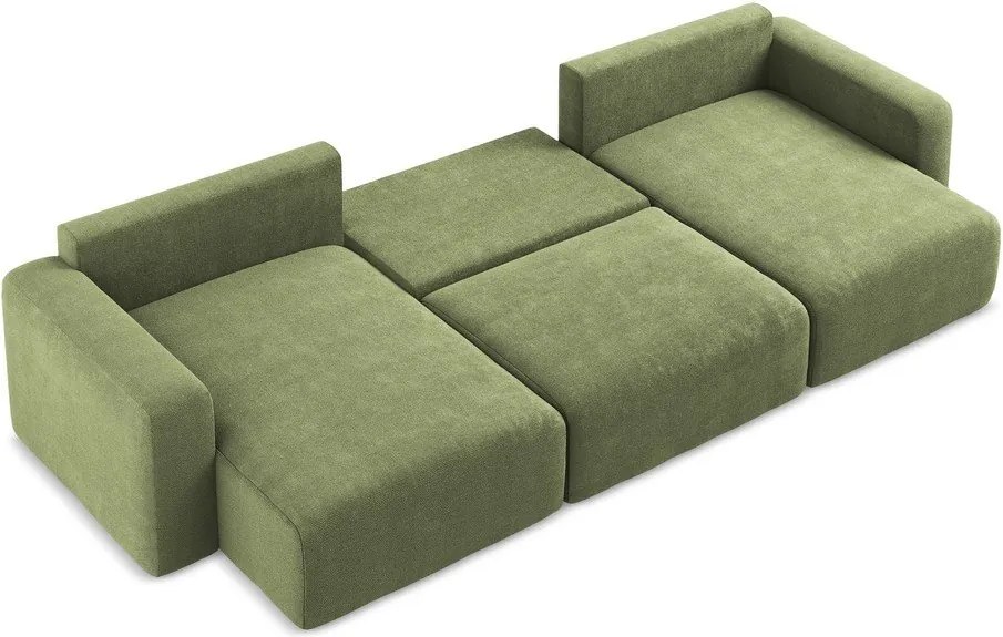 Zöld zsenília kinyitható-tárolóhelyes sarokkanapé (U alakú) Kona – Makamii