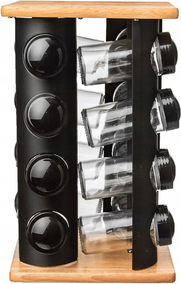 Fűszertartó állvány forgatható tárolók fűszertartó konyhai polc fekete