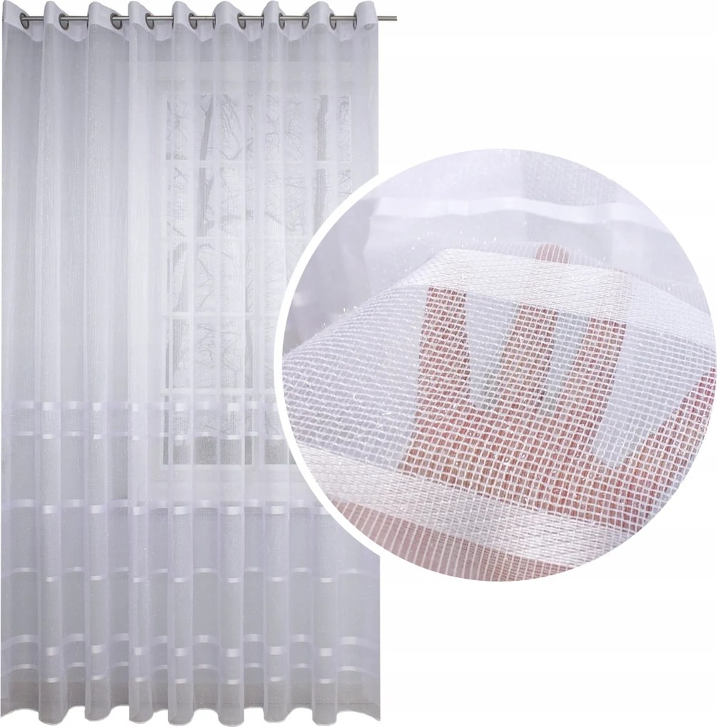 Függöny csíkos ezüstözött háló 400x250 magas kerekek