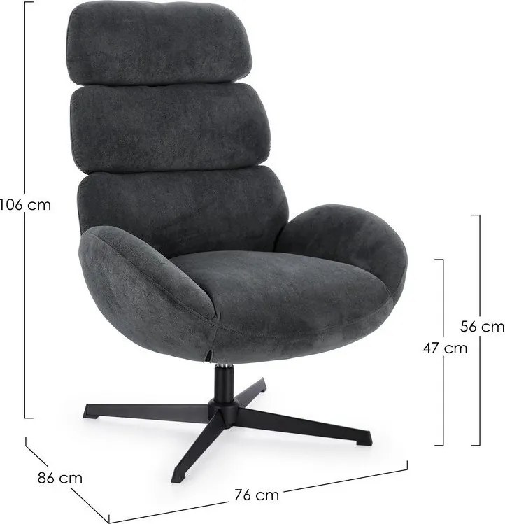 Fekete forgó fotel Violante – Bizzotto