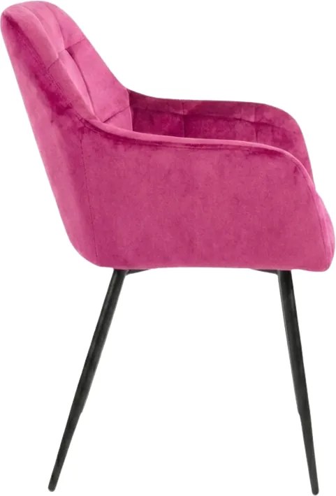 Sötét rózsaszín LOREN VELVET étkezőfotel fekete lábakkal