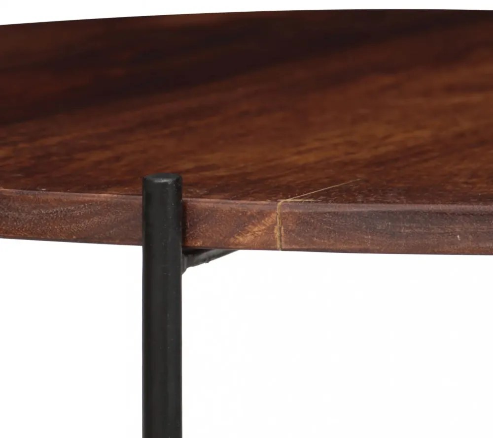 2 db tömör akácfából dohányzóasztal 60 x 35 cm