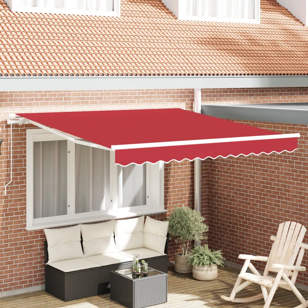 Kézi Behúzható Napellenző Piros 300x250 cm