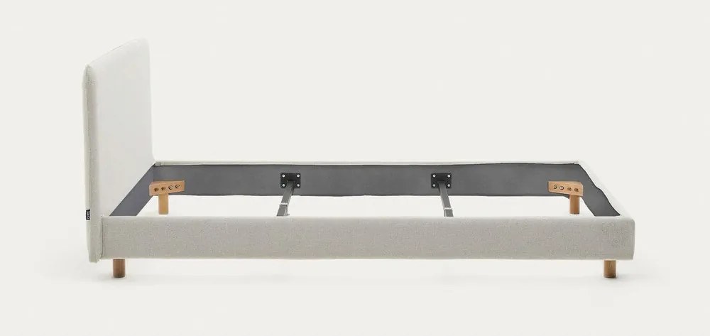 Szürke kárpitozott franciaágy ágyrács nélkül 160x200 cm Valma – Kave Home