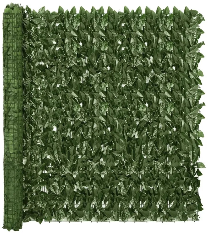 sötétzöld leveles belátás elleni erkélyparaván 300 x 150 cm