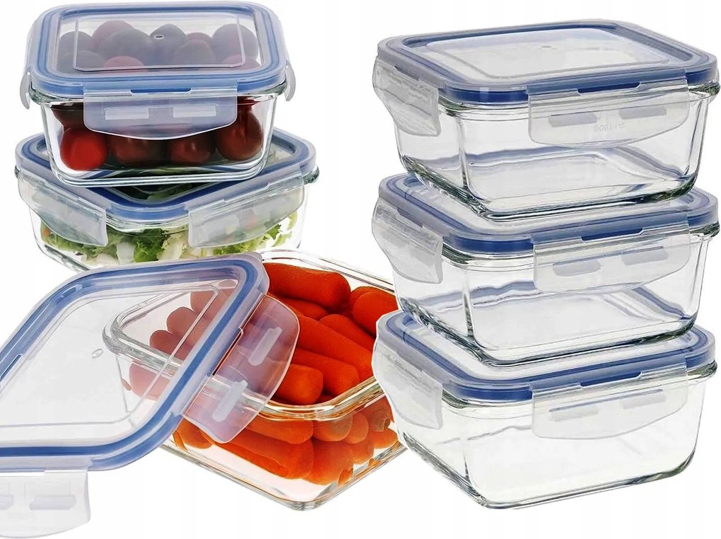 Üveg Tartály Szett Élelmiszer Fedéllel 3 db-os