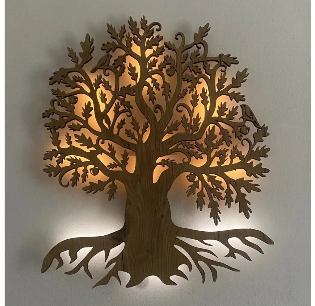 Li-Go 23673/DUB2 - LED fali dekoráció LED/10W/5V 20000 mAh 45x55 cm tölgy + távirányító