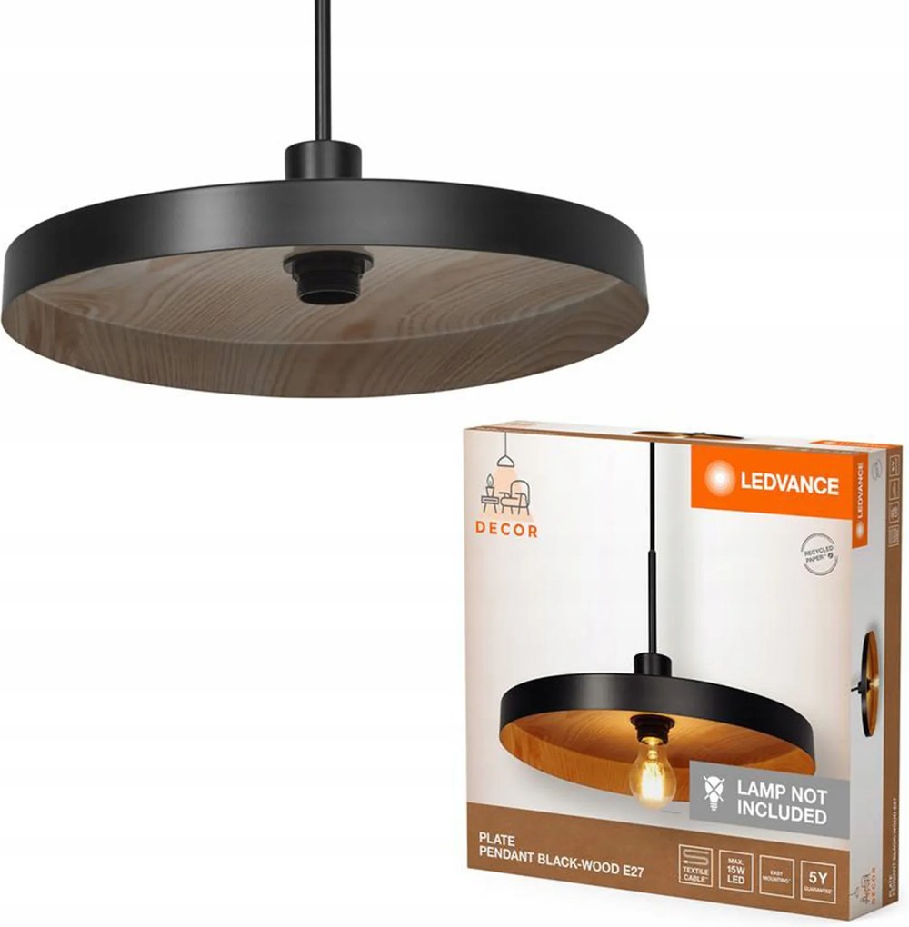 Mennyezeti Lámpa Függő Dekoratív E27 Túlnyúlás Fekete Barna Dekor Ledvance