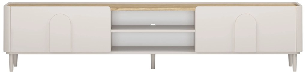 Amilio fiókos lábas TV szekrény 220 cm - kasmír / olajozott tölgy / kasmír fogantyúk