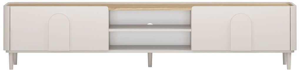 Amilio RTV szekrény 220 cm - kasmír / olajozott tölgy / kasmír fogantyú