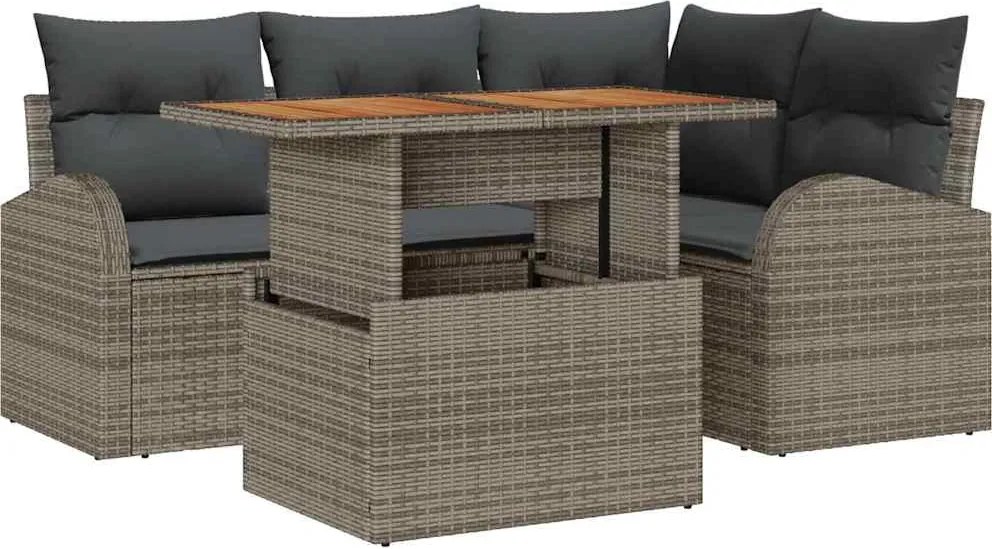 vidaXL Kerti Kanapé Szett párnával 5 pcs Szürke