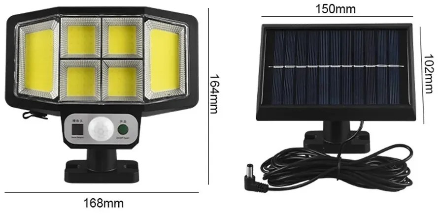 Napelemes lámpa PIR mozgásérzékelővel - 146 COB