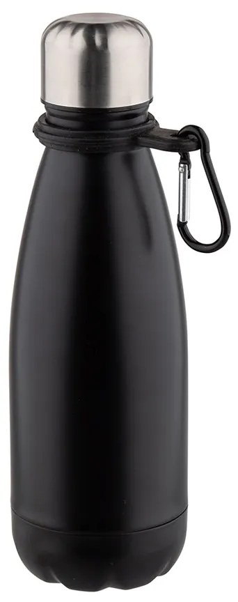 Altom Rozsdamentes vízpalack karabinerrel 350 ml,fekete