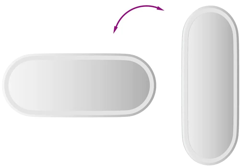 ovális LED-es fürdőszobai tükör 90 x 40 cm