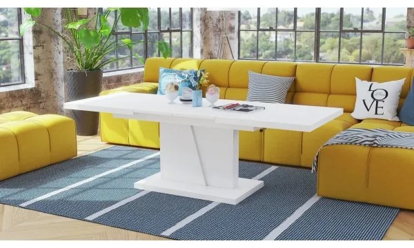 NINO fehér, kihúzható, emelhető lapos konferencia- és étkezőasztal