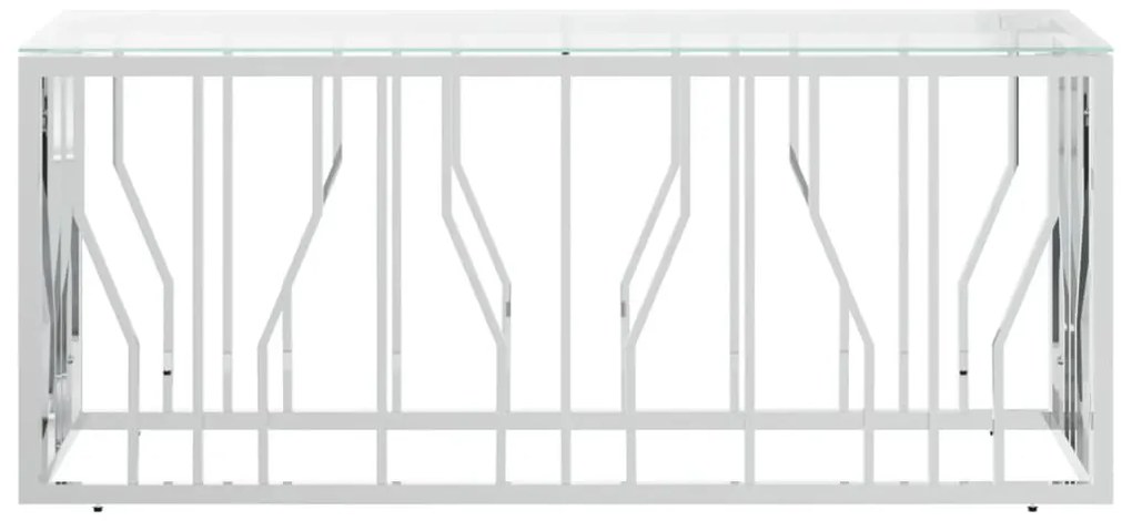 Üveg és rozsdamentes acél dohányzóasztal 110x45x45 cm