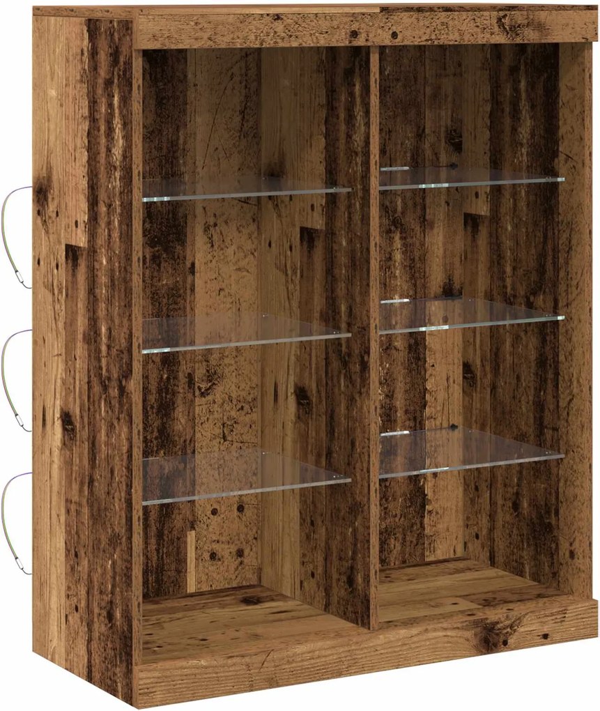 vidaXL LED tálaló LED -es lámpákkal Öreg fa 41 x 37 x 100 cm Faanyag