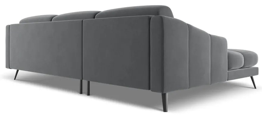 Szürke bársony sarokkanapé (bal oldali) Nalu – Makamii